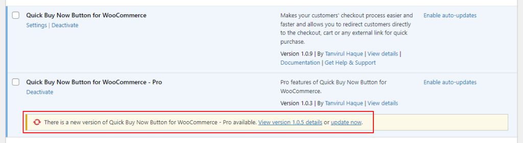 quick buy now button for woocommerce pro update available